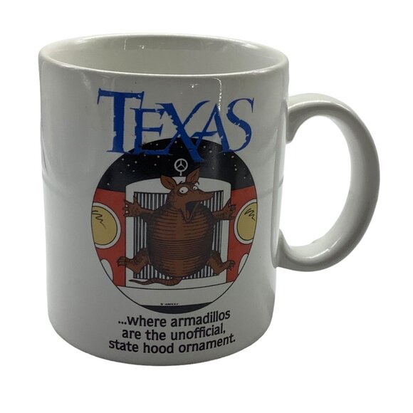 Texas Armadillo Coffee Cup Mug Funny Unofficial State Hood Ornament Kimball 3.5" - Picture 6 of 8